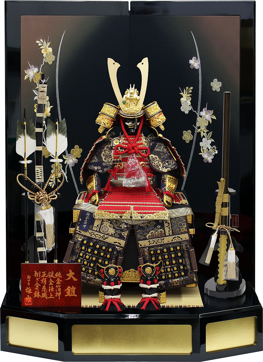 鈴甲子雄山作10号「天山」純金箔押大鎧飾り（赤糸威） | 人形の正洲